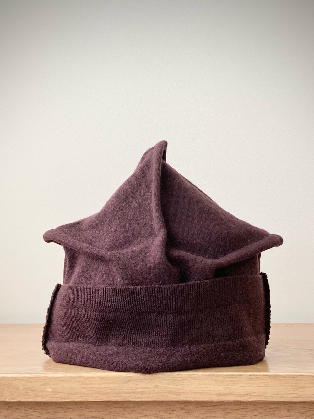 joodito origami crown 100% wool sweater hat wabi sabi large slouchy dark purple